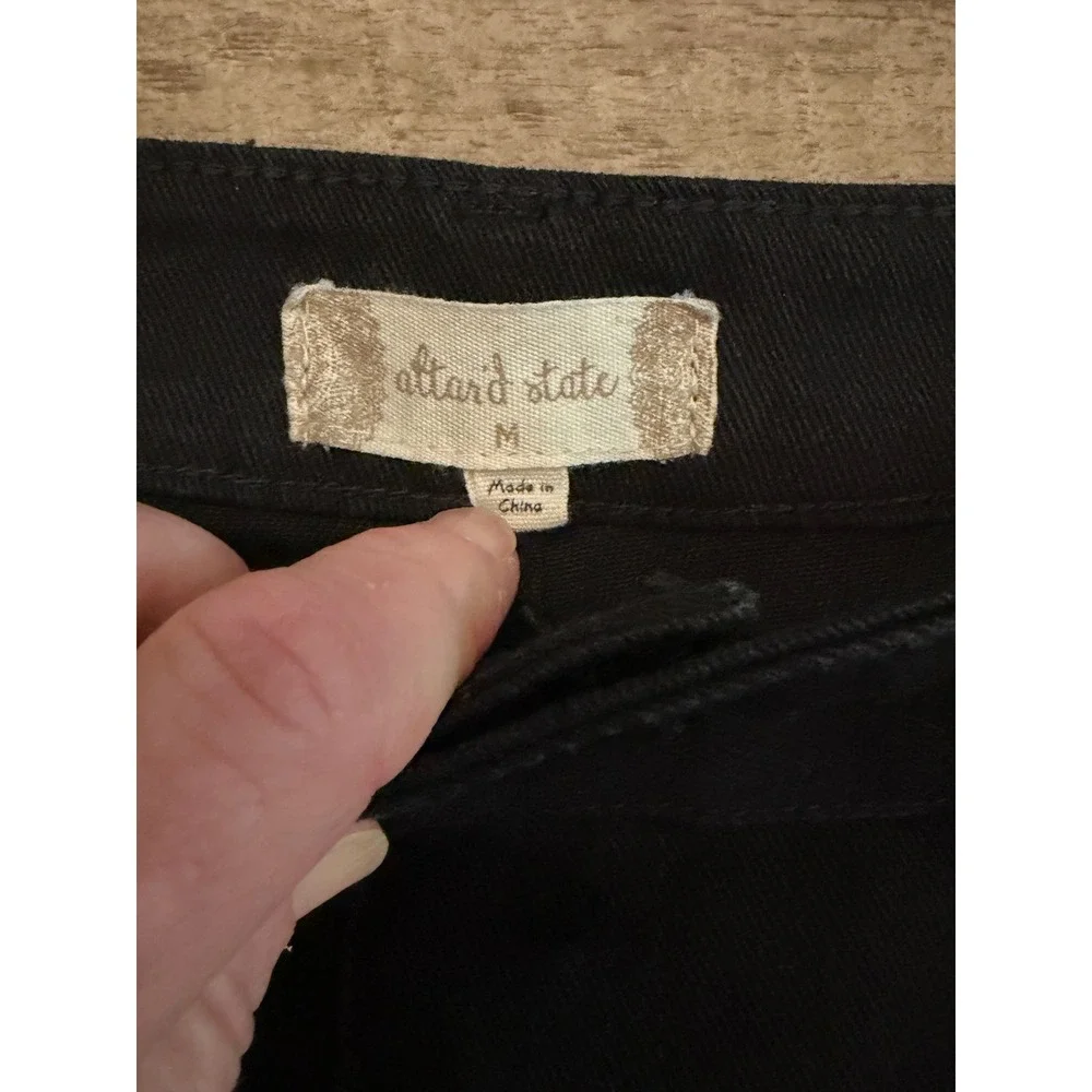 Altar'd State Black Fringe Denim Shorts High Waisted Frayed Hem Western Medium